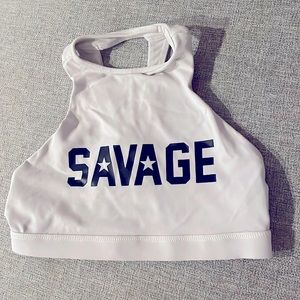 Savage Barbell Medium white sports bra
